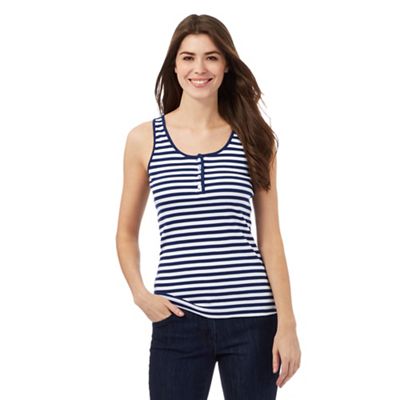 The Collection Navy and white striped print vest top